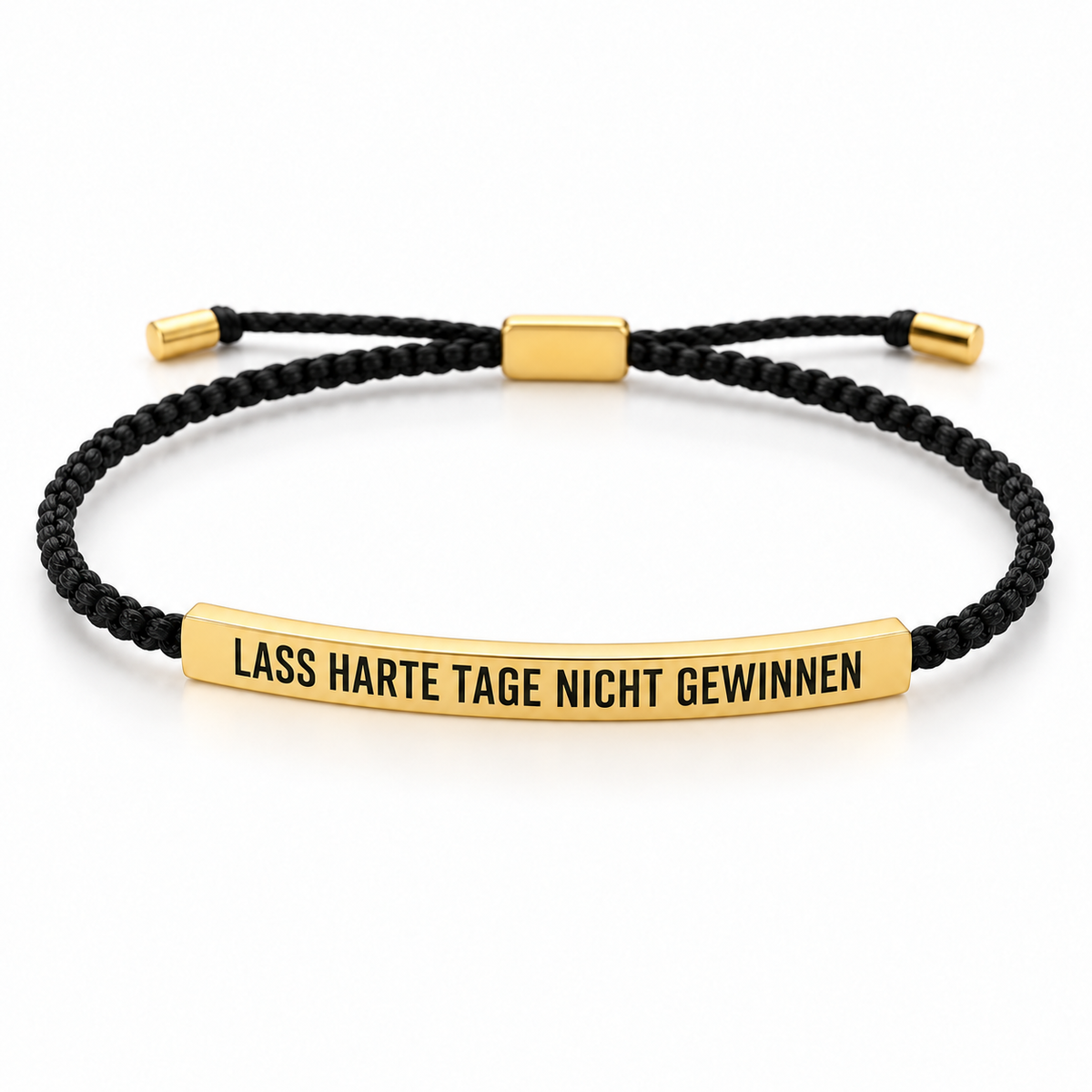 Mutmacher Armband – geflochtenes Armband mit Botschaft in Schwarz / Gold