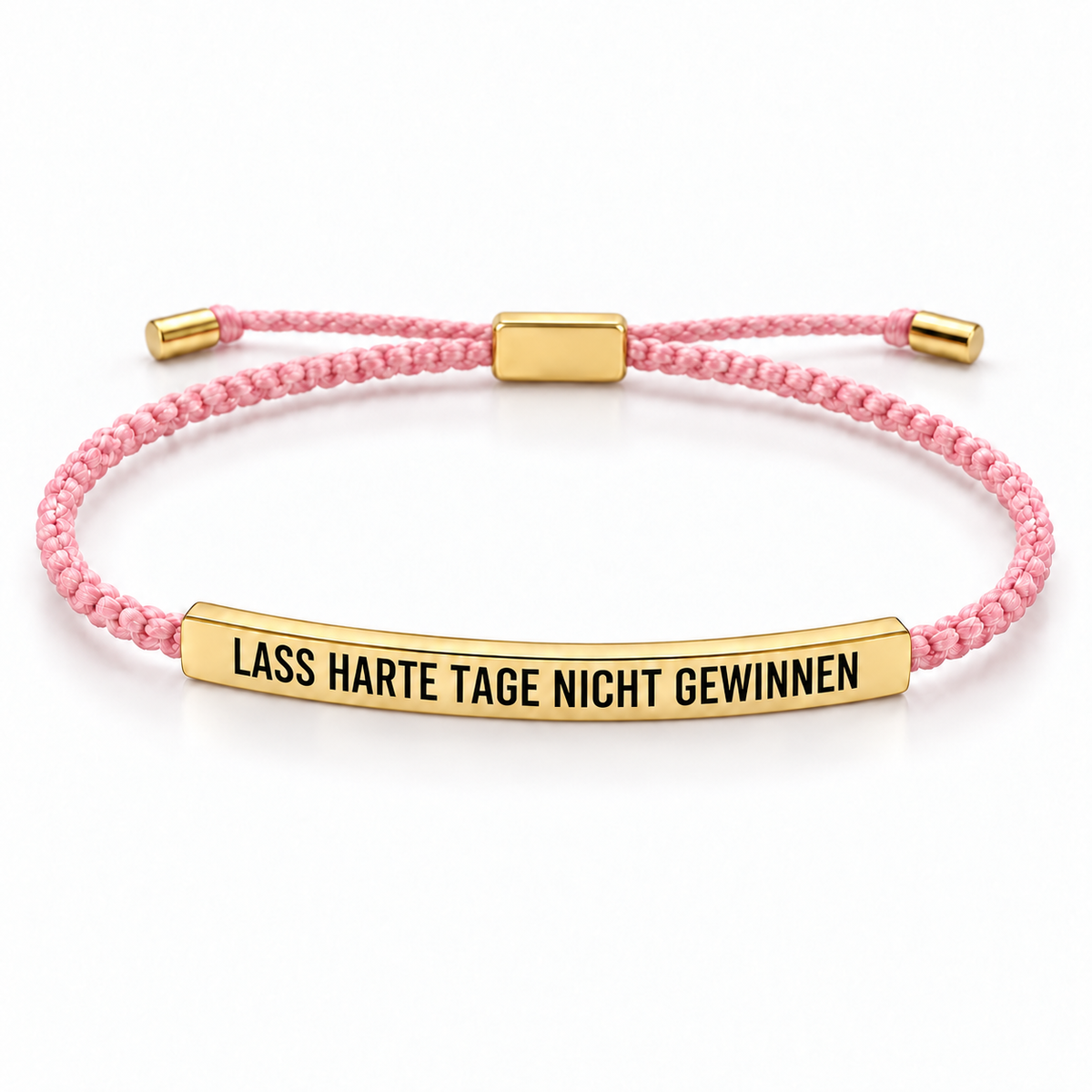 Mutmacher Armband – geflochtenes Armband mit Botschaft in Rosa / Gold