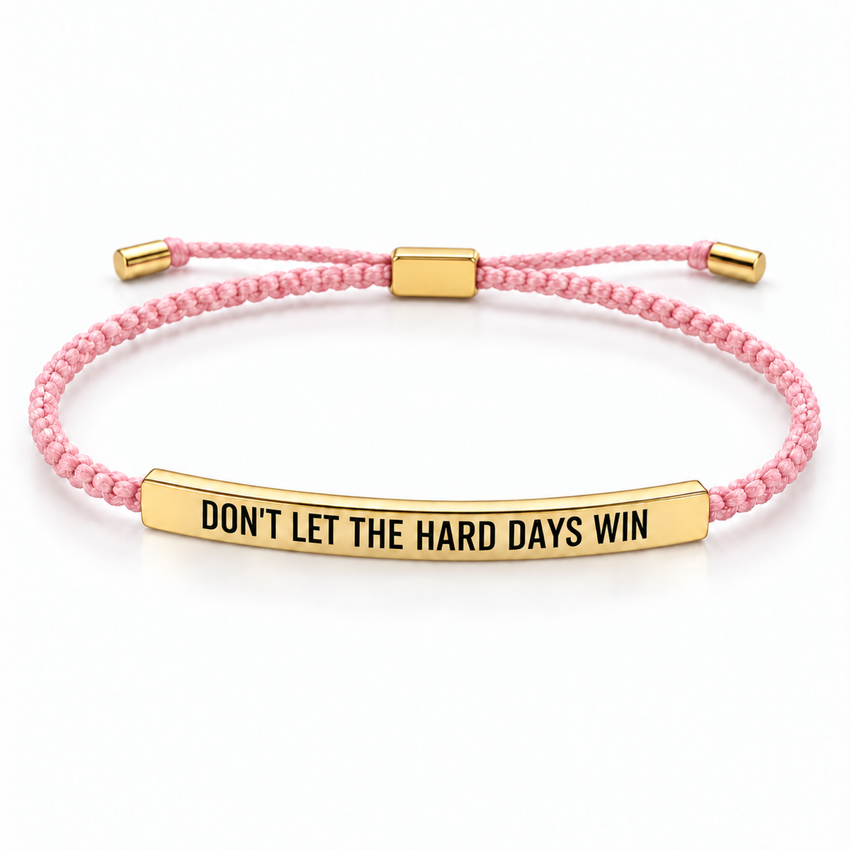 Mutmacher Armband – geflochtenes Armband mit Botschaft in Rosa / Gold