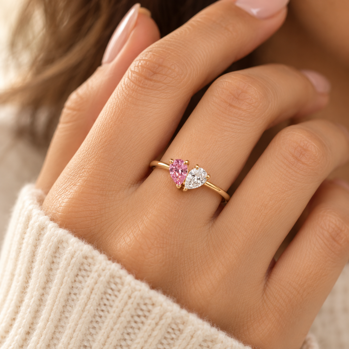 Elara Ring – Herzring mit zwei Geburtssteinen