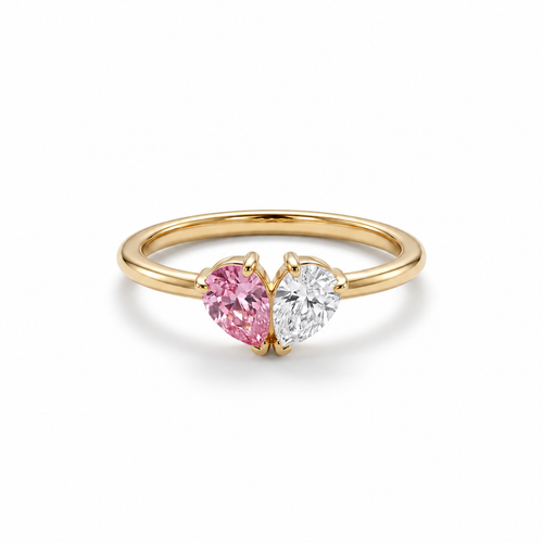 Elara Ring – Herzring mit zwei Geburtssteinen in Gold