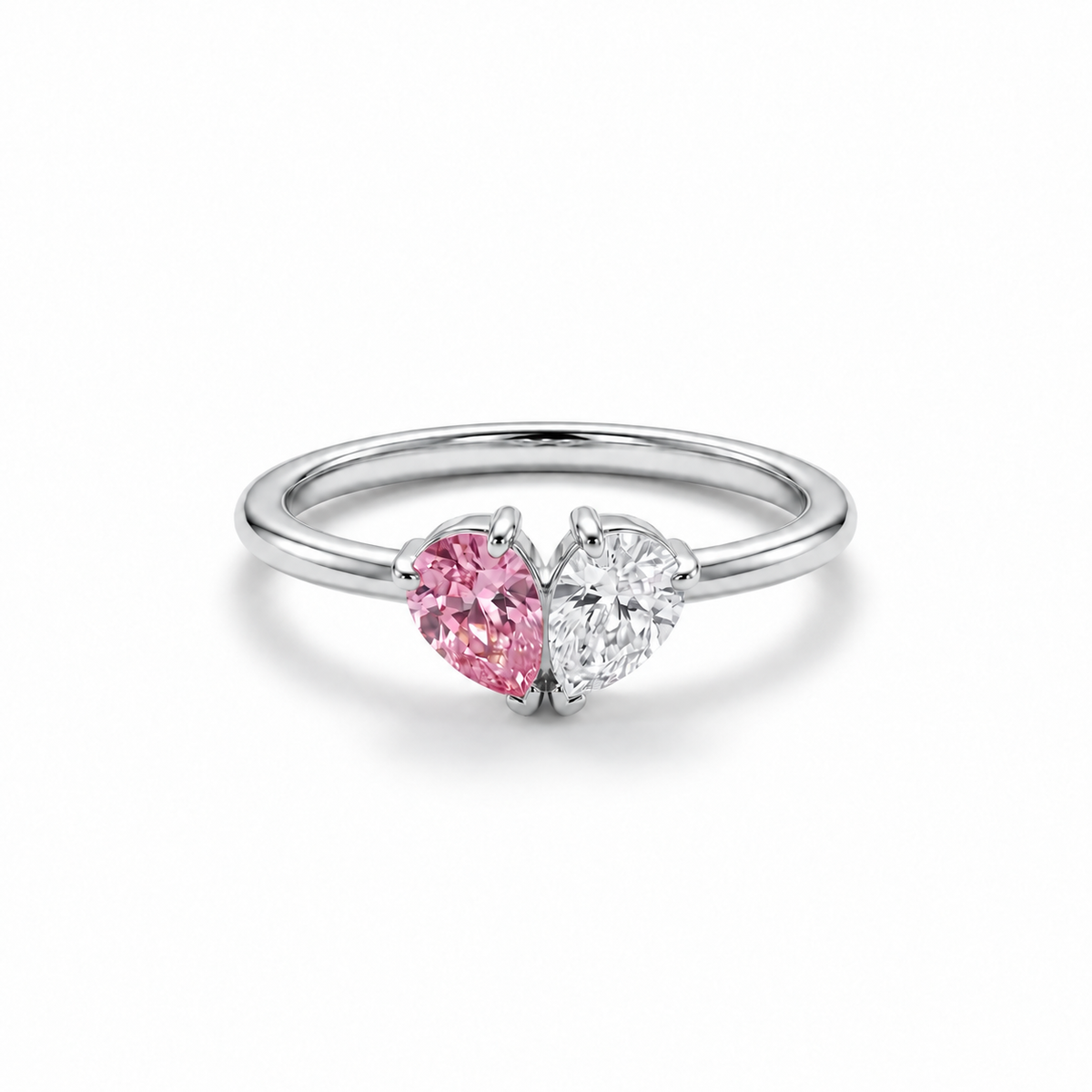 Elara Ring – Herzring mit zwei Geburtssteinen in Silber