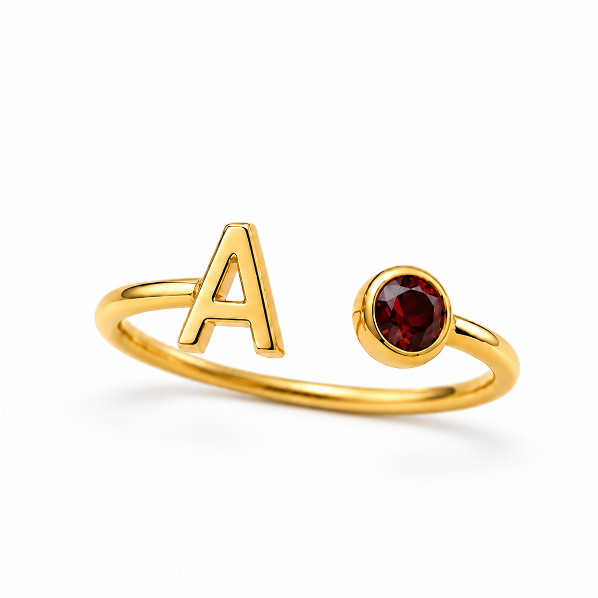 Nalia Ring – personalisierter Ring mit Initiale und Geburtsstein