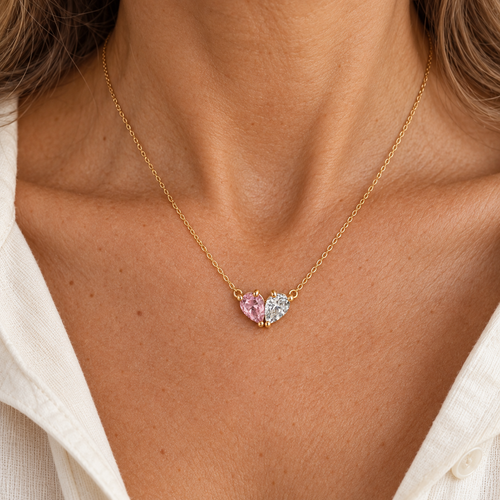 Elara Kette – Herzkette mit zwei Geburtssteinen