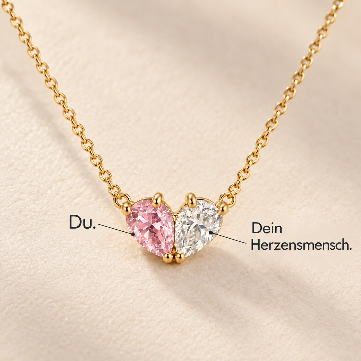 Elara Kette – Herzkette mit zwei Geburtssteinen