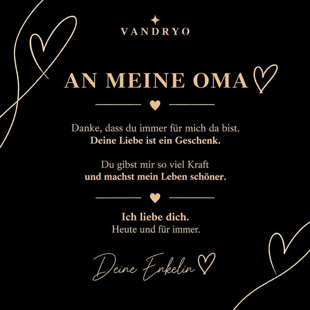 Vandryo Grußkarte „An meine Oma“, schwarz mit goldfarbener Schrift, signiert mit Deine Enkelin