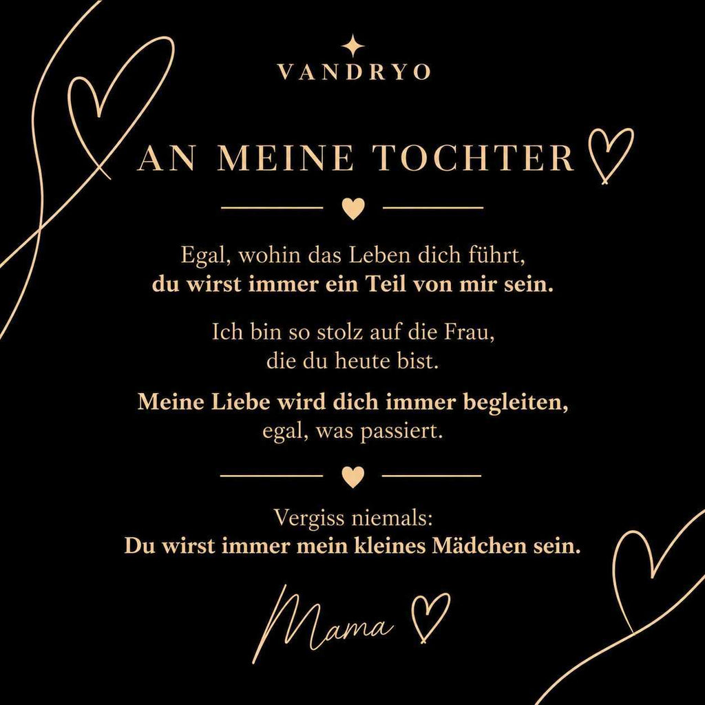 Vandryo Grußkarte „An meine Tochter“, schwarz mit goldfarbener Schrift, signiert mit Mama